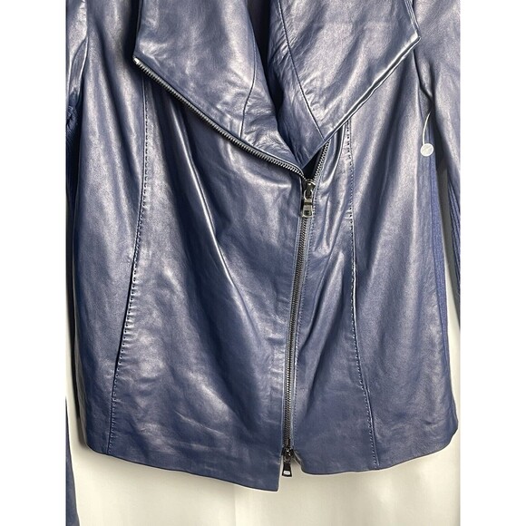 Vince Deep Blue Leather Jacket NWOT - Picture 6 of 11